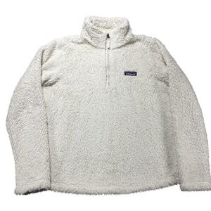 Patagonia Sweater Womens Medium White Fleece 1/4 Zip Mock Neck Sherpa Pullover